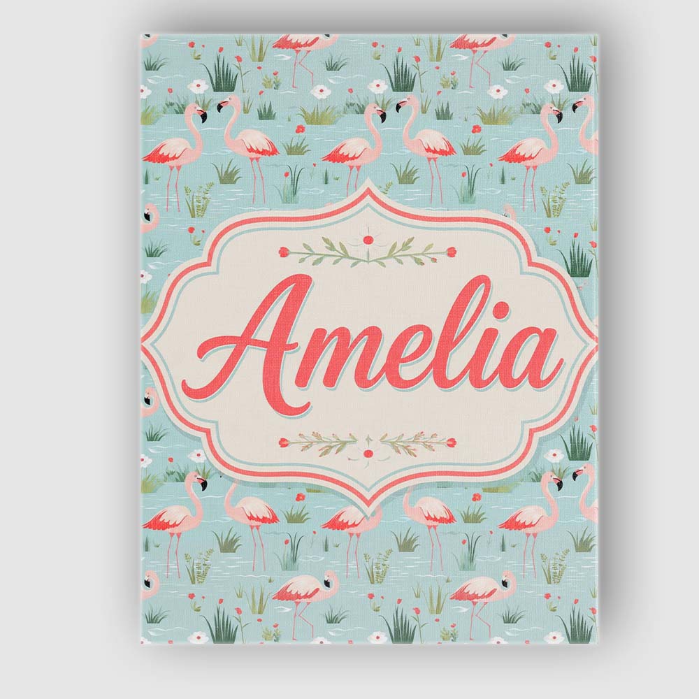 Personalised Name Minimal Flamingo Birds Custom Unique Gift Idea Elegant Feature Canvas Wall Art Print Decor Picture Ready to Hang