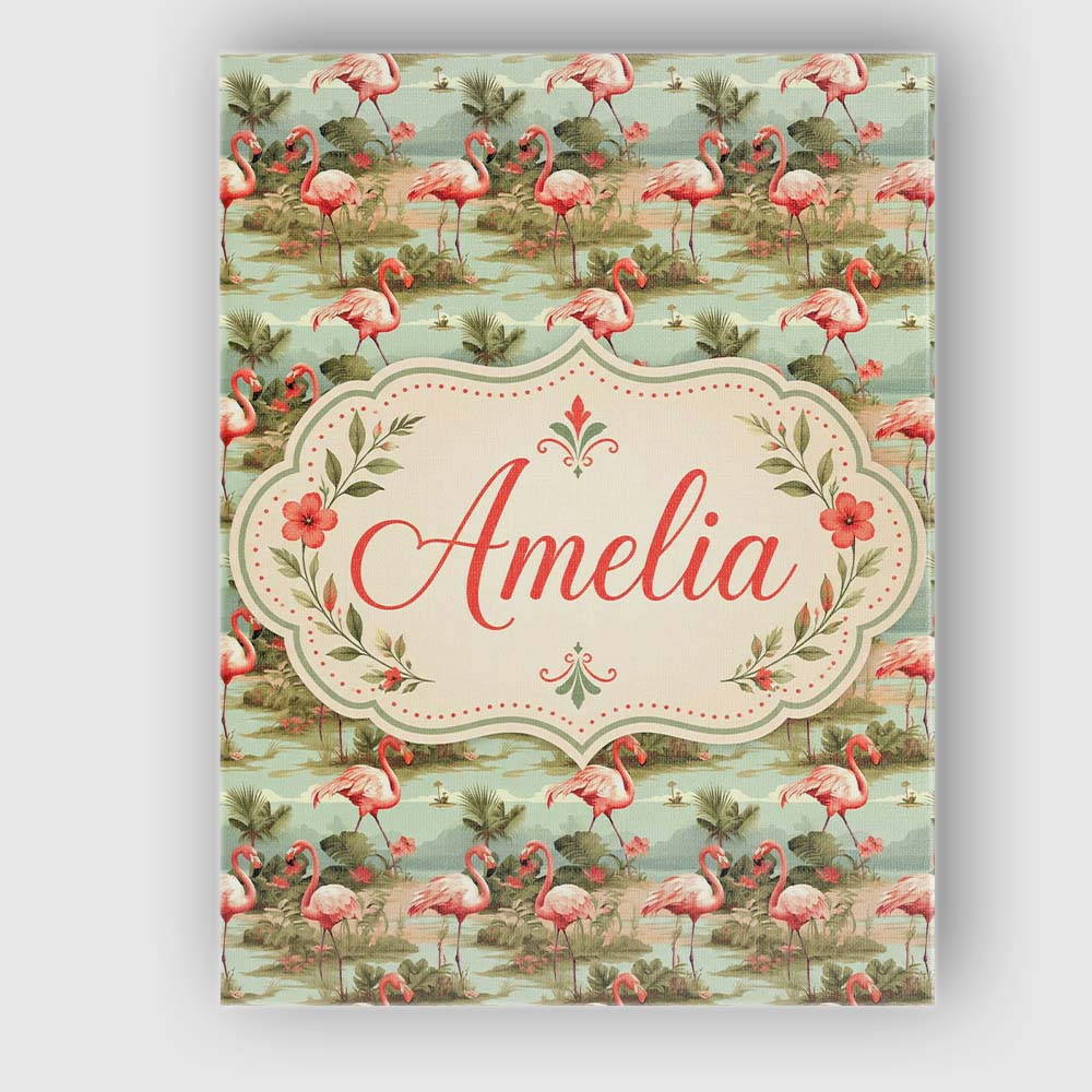 Personalised Name Tropical Flamingo Birds Custom Unique Gift Idea Elegant Feature Canvas Wall Art Print Decor Picture Ready to Hang