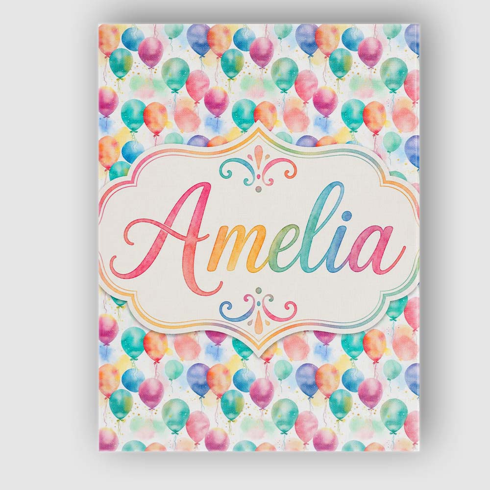 Personalised Name Soft Pastel Balloon Custom Modern Room Accent Creative Decorator Style Canvas Wall Art Print Decor Picture Ready to Hang