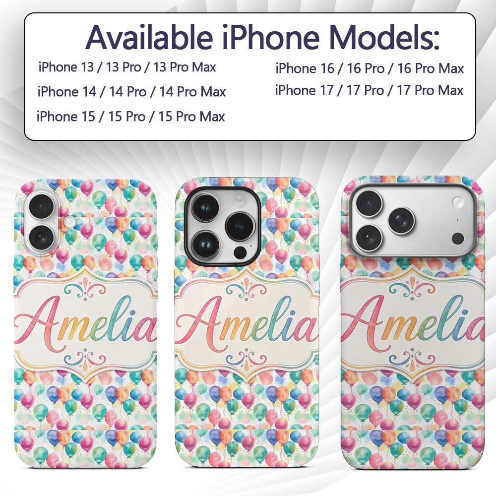 Soft Pastel Balloon Dreamy Seamless Pattern Light Custom Name Protective Phone Case Mobile Cover Durable Everyday Smartphone Shock Resistant