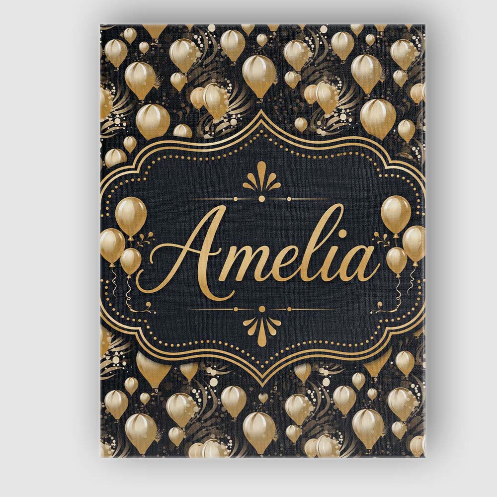 Personalised Name Gold Balloon Glamorous Custom Unique Gift Idea Elegant Feature Canvas Wall Art Print Decor Picture Ready to Hang
