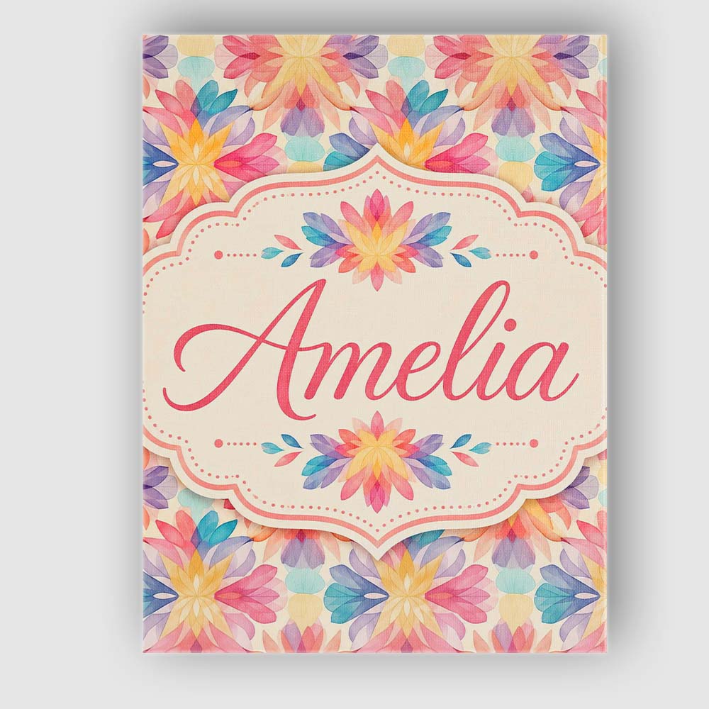 Personalised Name Soft Watercolour Floral Custom Unique Gift Idea Elegant Feature Canvas Wall Art Print Decor Picture Ready to Hang
