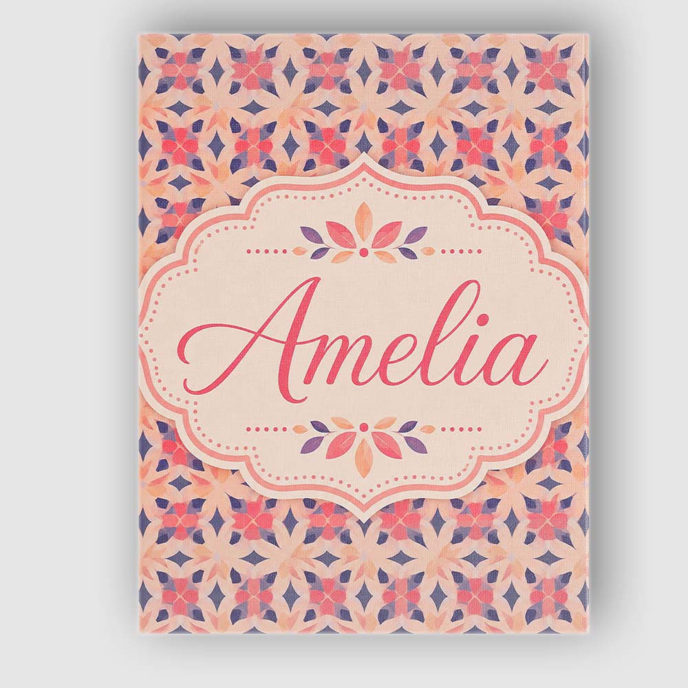Personalised Name Elegant Geometric Floral Custom Bespoke Contemporary Statement Canvas Wall Art Print Decor Picture Ready to Hang