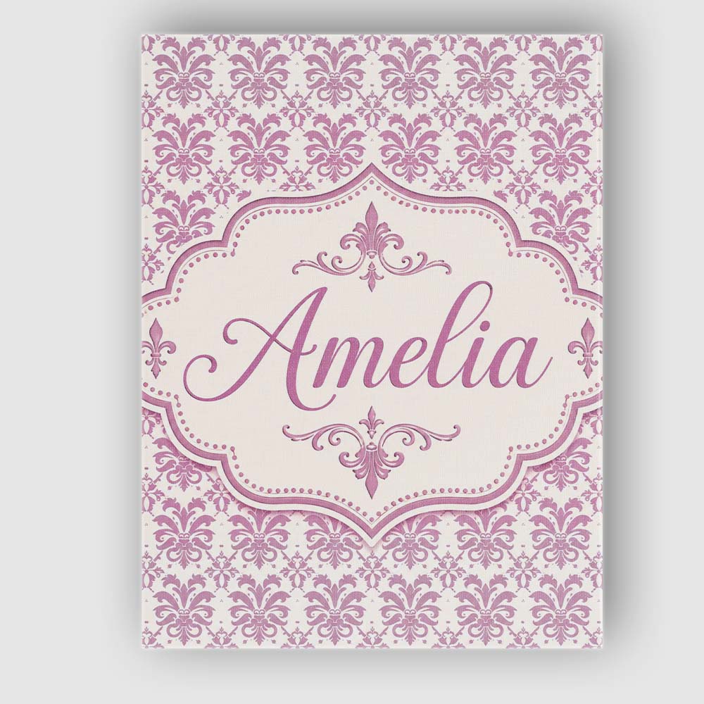 Personalised Name Decorative Damask Fleur Custom Unique Gift Idea Elegant Feature Canvas Wall Art Print Decor Picture Ready to Hang