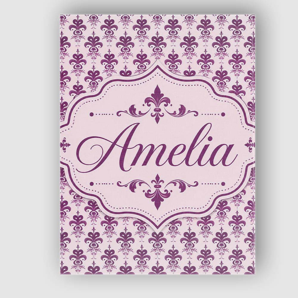 Personalised Name Elegant Plum Floral Custom Modern Room Accent Creative Decorator Style Canvas Wall Art Print Decor Picture Ready to Hang