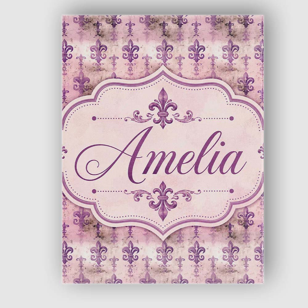 Personalised Name Traditional Plum Fleur De Custom Bespoke Interior Contemporary Canvas Wall Art Print Decor Picture Ready to Hang