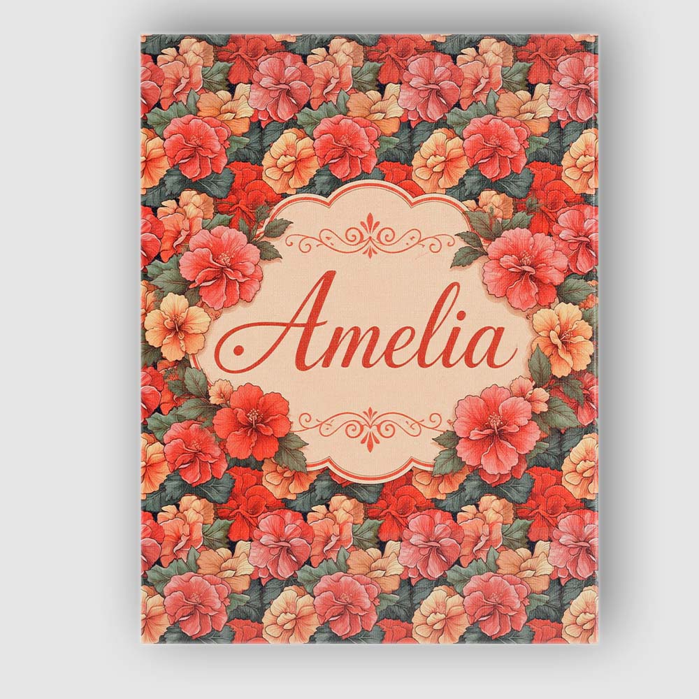 Personalised Name Vibrant Coral Hibiscus Custom Unique Gift Idea Elegant Feature Canvas Wall Art Print Decor Picture Ready to Hang