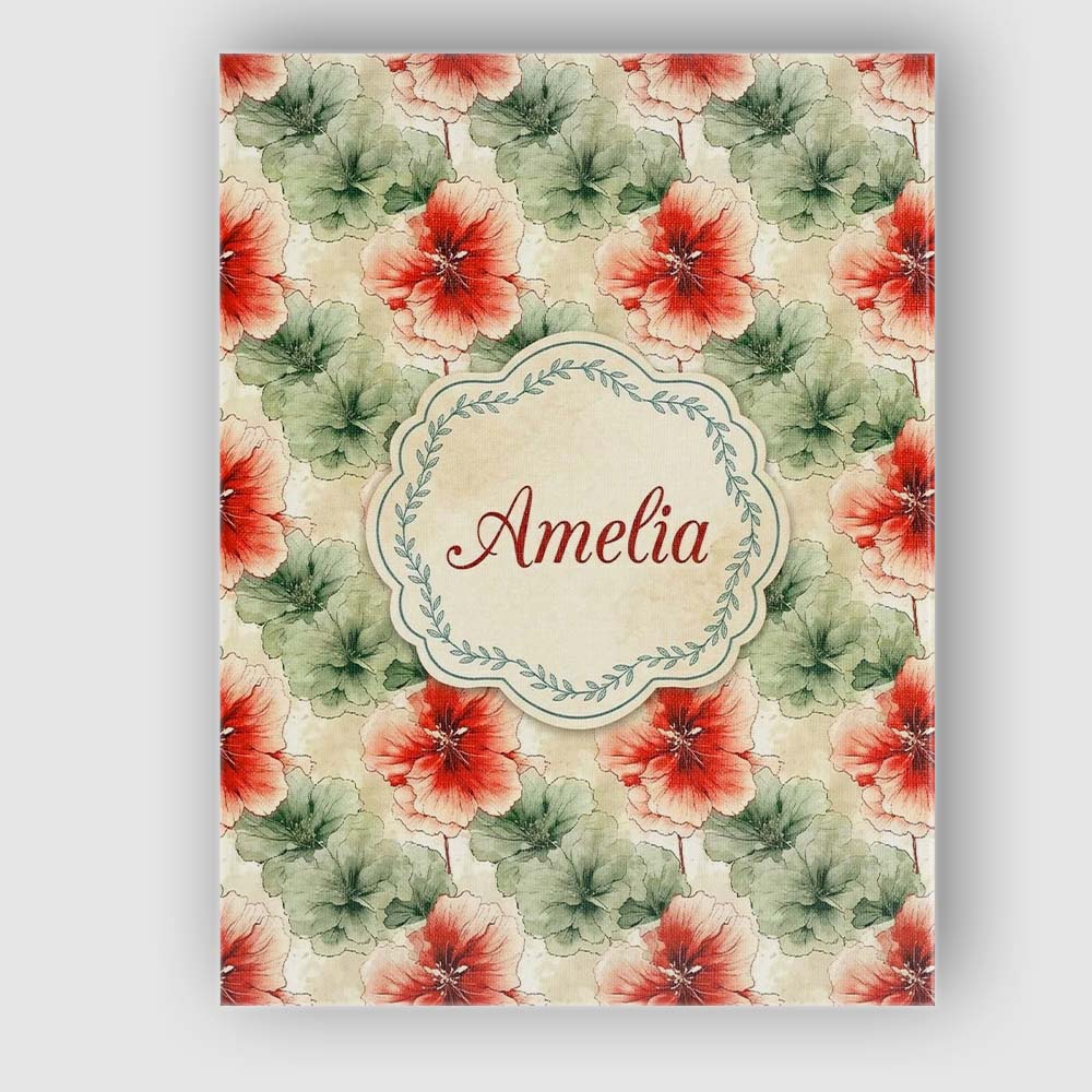Personalised Name Watercolor Red and Green Custom Unique Gift Idea Elegant Feature Canvas Wall Art Print Decor Picture Ready to Hang