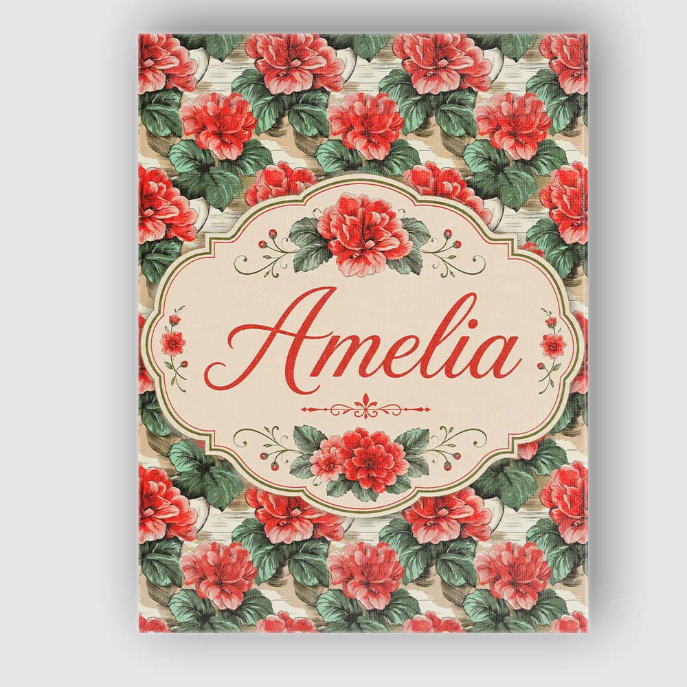 Personalised Name Classic Red Rose Cluster Custom Unique Gift Idea Elegant Feature Canvas Wall Art Print Decor Picture Ready to Hang