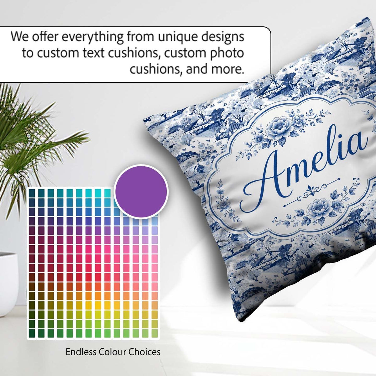 Custom Name Classic Oriental Landscape Pagoda Seamless Pattern Square Filled Cushion Throw Pillow Sofa Bed Home Decor Zip Washable UK Made