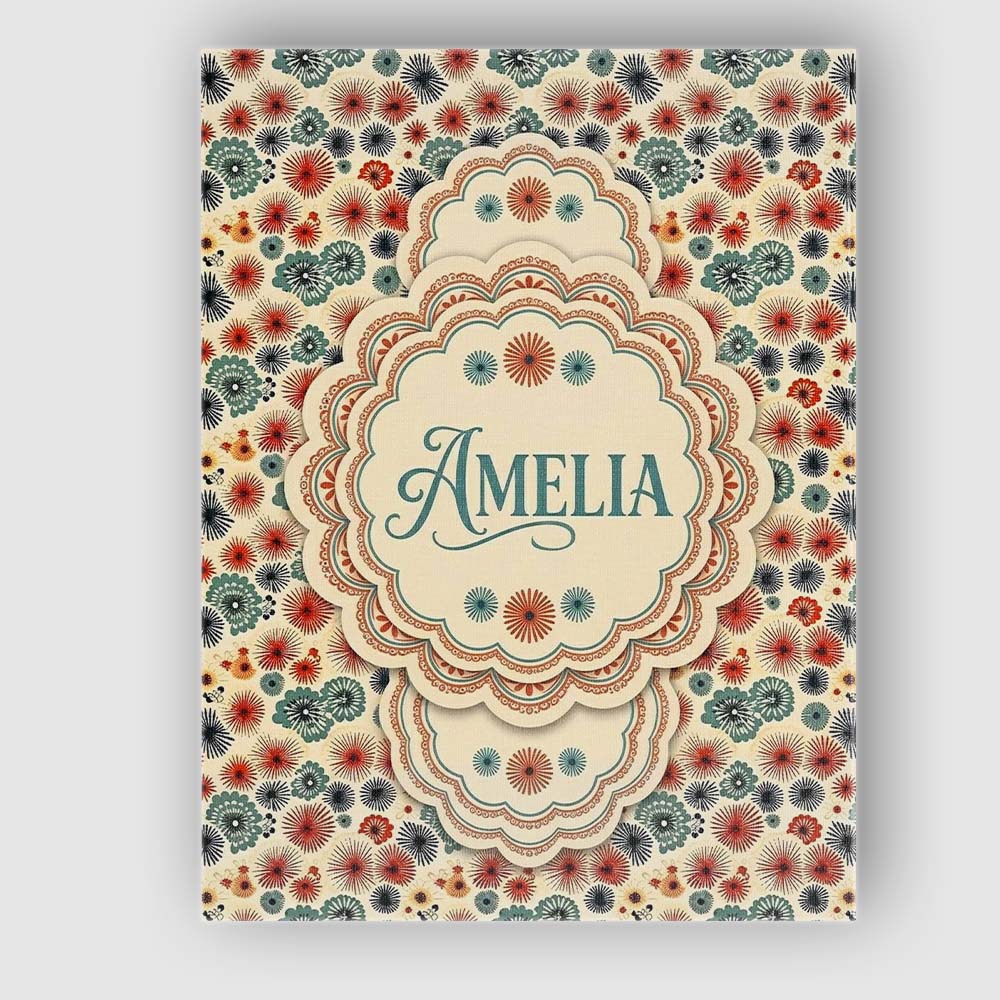 Personalised Name Floral Burst Ditsy Custom Premium Decorative Design Modern Room Accent Canvas Wall Art Print Decor Picture Ready to Hang