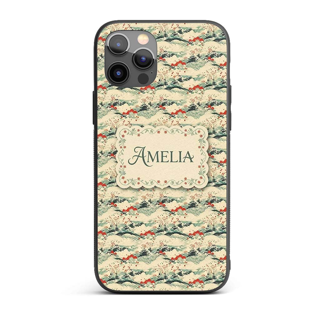 Soft Landscape Waves Trees Scenic Printed Design Custom Name Protective Phone Case Mobile Cover Durable Everyday Smartphone Shock Resistant