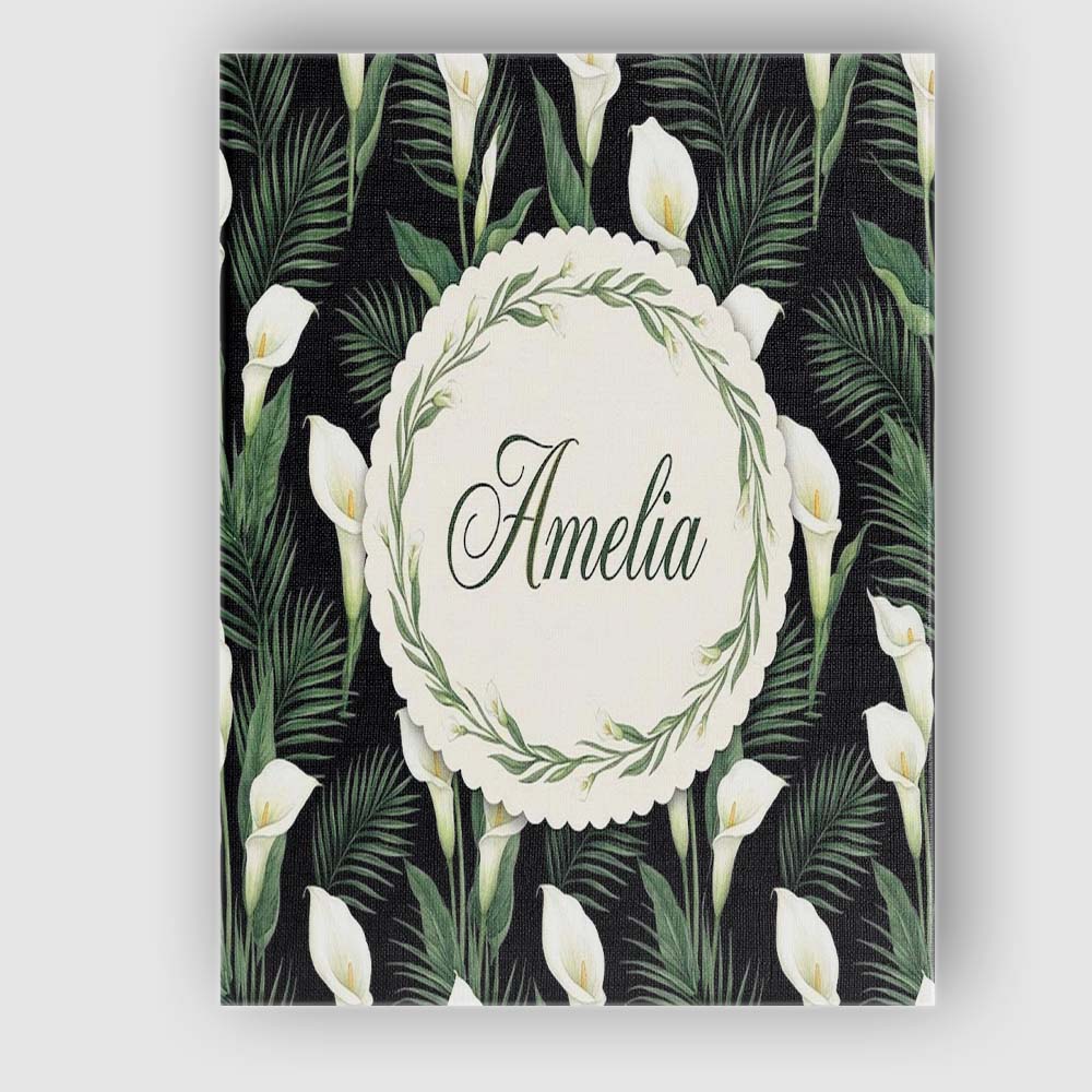 Personalised Name Tropical Calla Lily Custom Modern Room Accent Creative Decorator Style Canvas Wall Art Print Decor Picture Ready to Hang