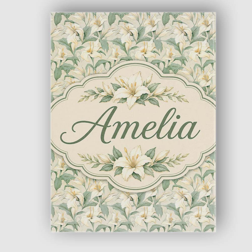 Personalised Name Soft Cream Lily Floral Custom Unique Gift Idea Elegant Feature Canvas Wall Art Print Decor Picture Ready to Hang