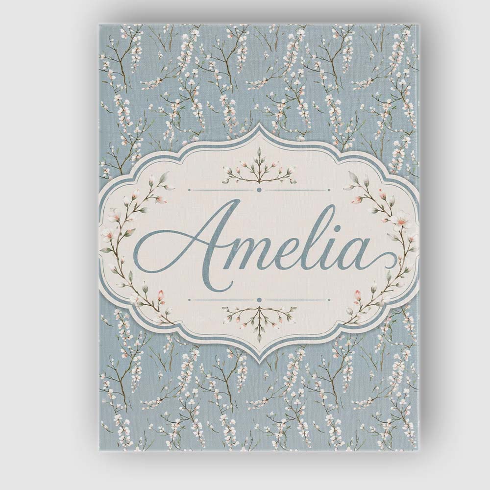 Personalised Name Delicate White Blossom Custom Unique Gift Idea Elegant Feature Canvas Wall Art Print Decor Picture Ready to Hang