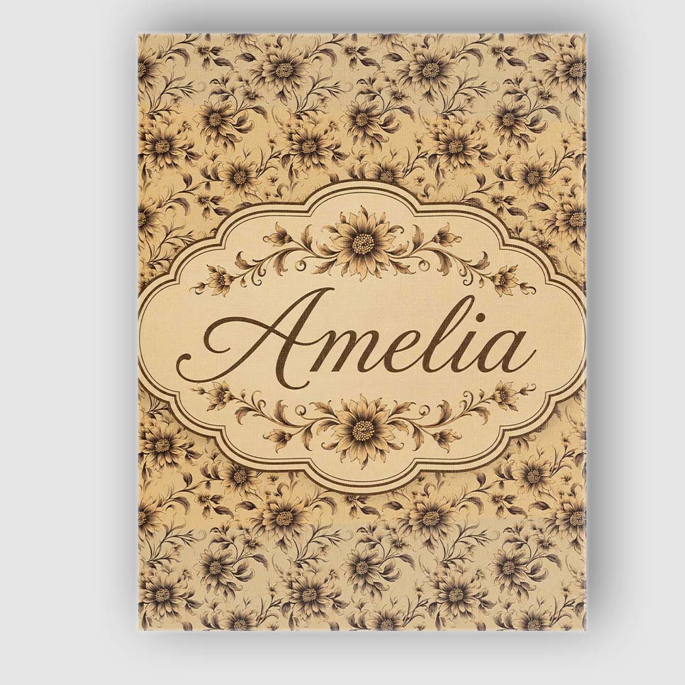 Personalised Name Classic Sepia Daisy Custom Modern Room Accent Creative Decorator Style Canvas Wall Art Print Decor Picture Ready to Hang