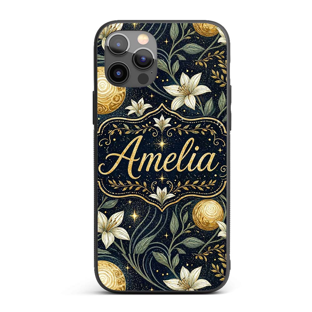 Glowing Red Poppy Flowers Stars Printed Design Custom Name Protective Phone Case Mobile Cover Durable Everyday Smartphone Shock Resistant