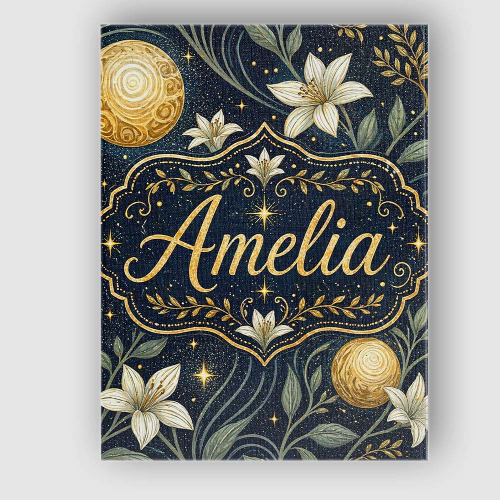 Personalised Name Glowing Red Poppy Flowers Stars Night Sky Seamless Custom Home Canvas Wall Art Print Decor Picture Ready to Hang