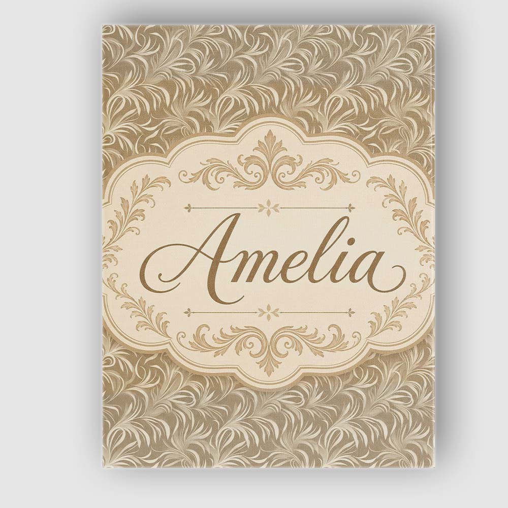 Personalised Name Abstract Taupe Leaf Swirl Custom Bespoke Interior Contemporary Canvas Wall Art Print Decor Picture Ready to Hang
