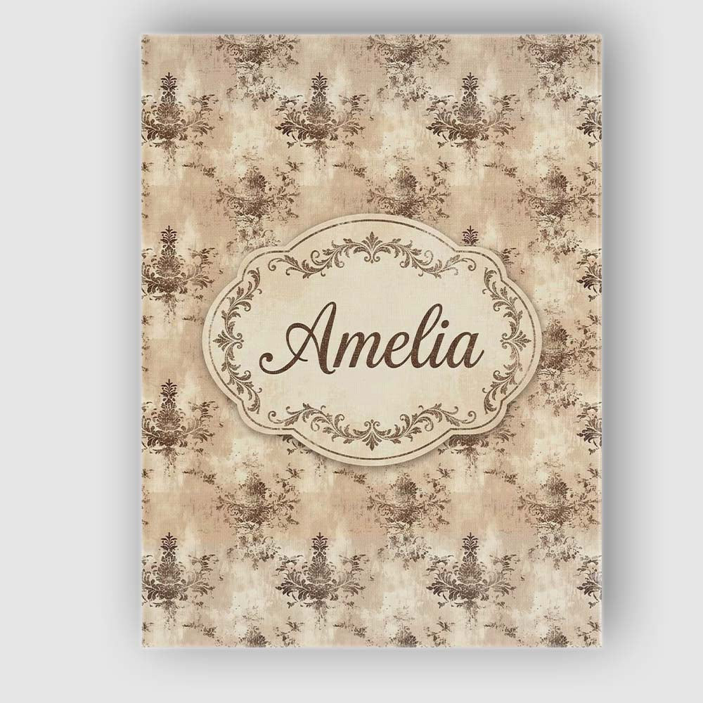 Personalised Name Rustic Distressed Damask Custom Unique Gift Idea Elegant Feature Canvas Wall Art Print Decor Picture Ready to Hang