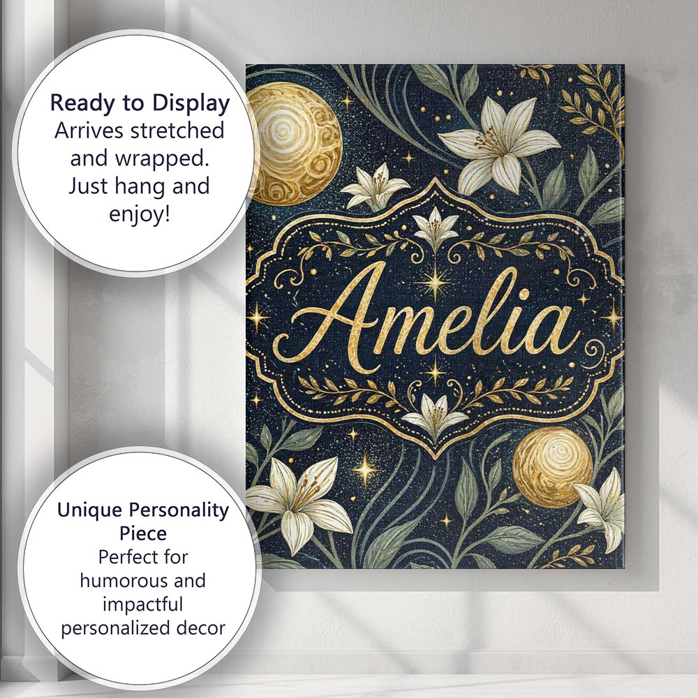 Personalised Name Glowing Red Poppy Flowers Stars Night Sky Seamless Custom Home Canvas Wall Art Print Decor Picture Ready to Hang