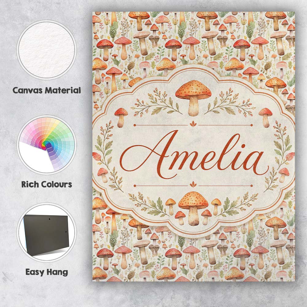 Personalised Name Delicate Botanical Custom Premium Decorative Design Modern Room Accent Canvas Wall Art Print Decor Picture Ready to Hang