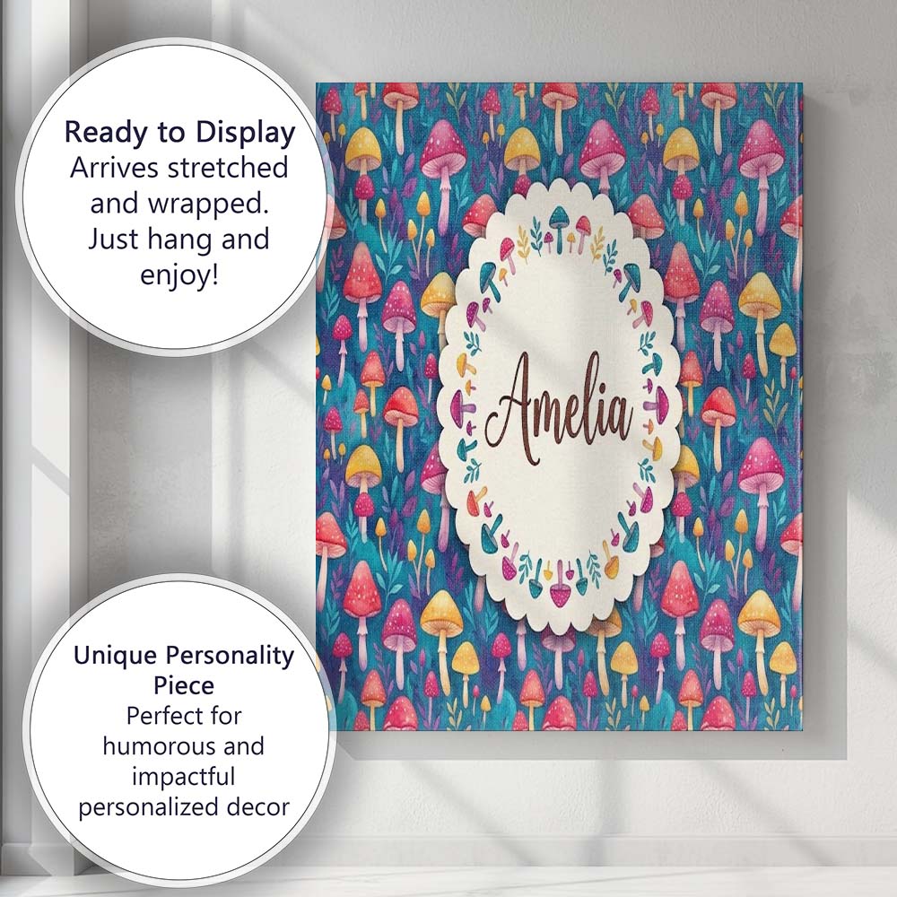 Personalised Name Vibrant Neon Fantasy Custom Modern Room Accent Elegant Feature Canvas Wall Art Print Decor Picture Ready to Hang