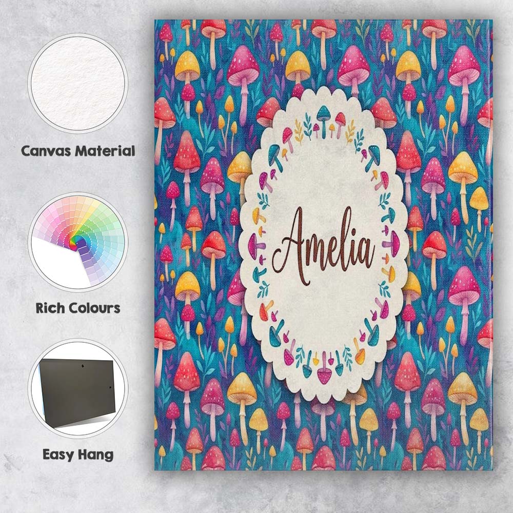 Personalised Name Vibrant Neon Fantasy Custom Modern Room Accent Elegant Feature Canvas Wall Art Print Decor Picture Ready to Hang