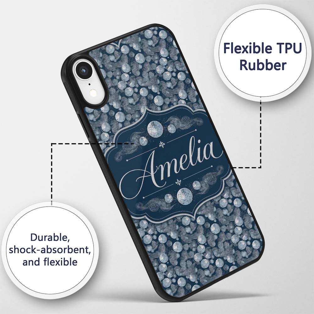Abstract Ocean Bubble Texture Seamless Pattern Custom Name Protective Phone Case Mobile Cover Durable Everyday Smartphone Shock Resistant