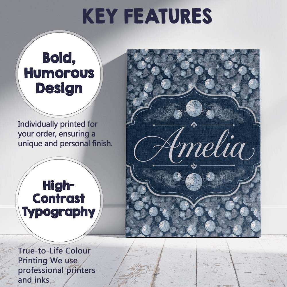 Personalised Name Abstract Ocean Bubble Custom Modern Room Accent Elegant Feature Canvas Wall Art Print Decor Picture Ready to Hang