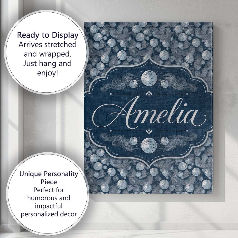 Personalised Name Abstract Ocean Bubble Custom Modern Room Accent Elegant Feature Canvas Wall Art Print Decor Picture Ready to Hang