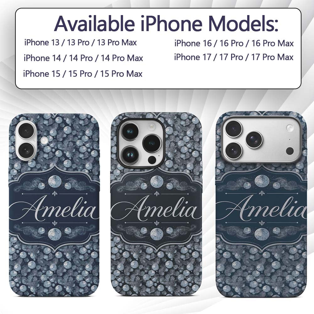 Abstract Ocean Bubble Texture Seamless Pattern Custom Name Protective Phone Case Mobile Cover Durable Everyday Smartphone Shock Resistant