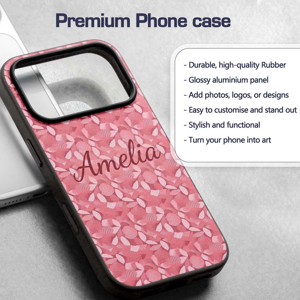 Soft Pink Abstract Leaf Petal Floral Seamless Custom Name Protective Phone Case Mobile Cover Durable Everyday Smartphone Shock Resistant
