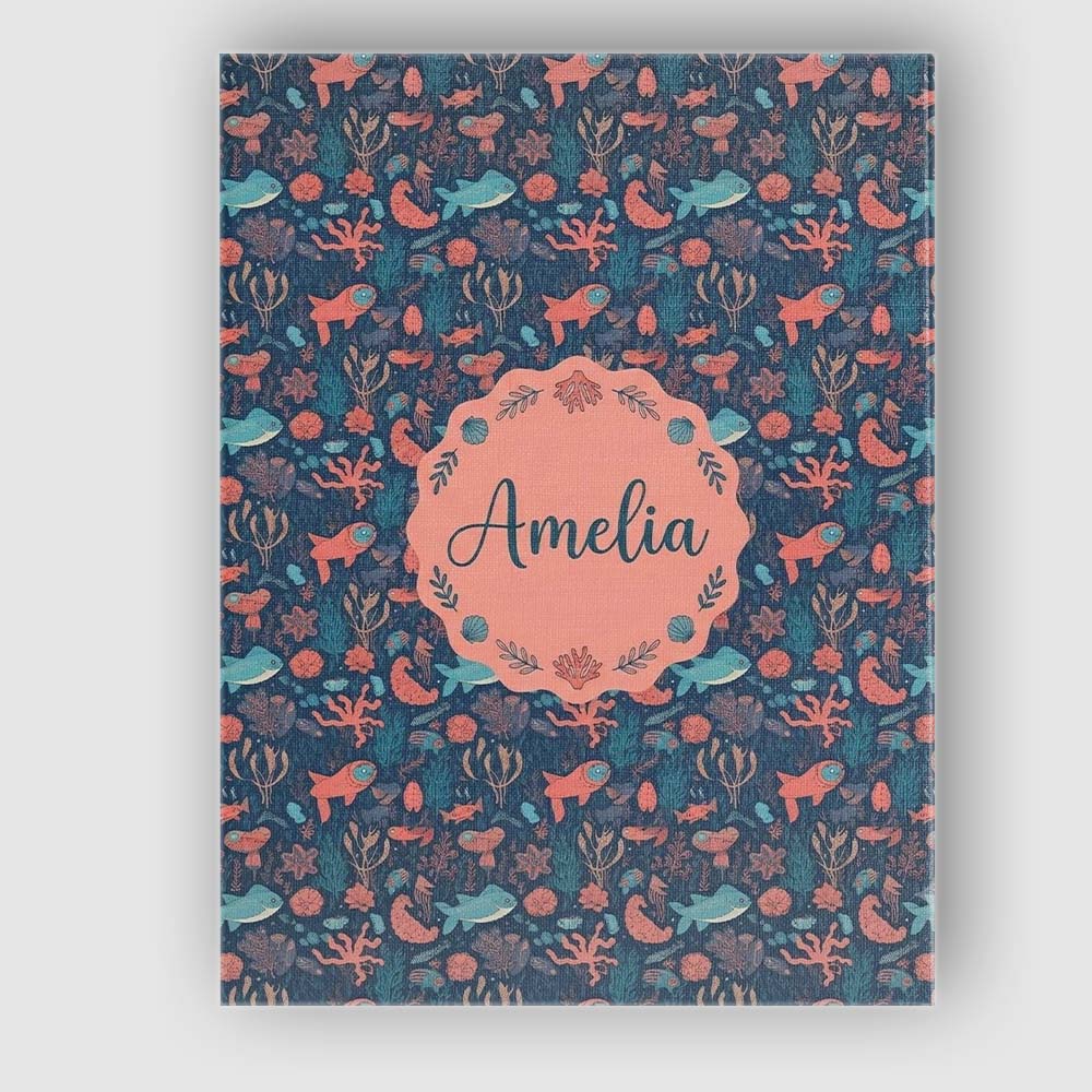 Personalised Name Whimsical Ocean Fish Custom Modern Room Accent Elegant Feature Canvas Wall Art Print Decor Picture Ready to Hang