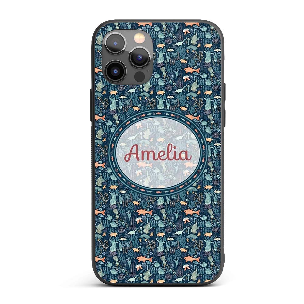 Deep Sea Coral Fish Botanical Ocean Seamless Custom Name Protective Phone Case Mobile Cover Durable Everyday Smartphone Shock Resistant