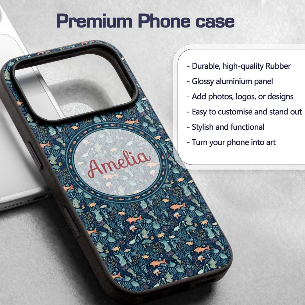 Deep Sea Coral Fish Botanical Ocean Seamless Custom Name Protective Phone Case Mobile Cover Durable Everyday Smartphone Shock Resistant