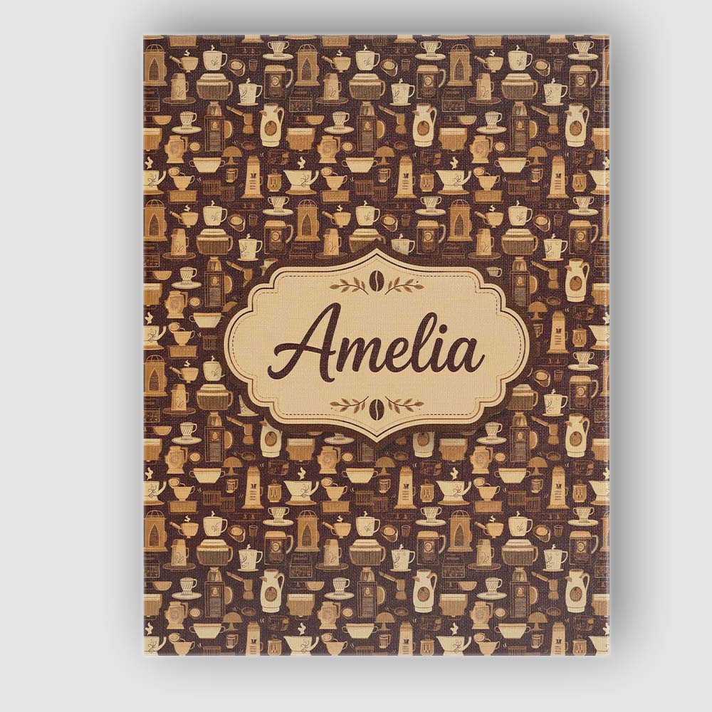 Personalised Name Classic Brown Coffee Custom Modern Room Accent Elegant Feature Canvas Wall Art Print Decor Picture Ready to Hang