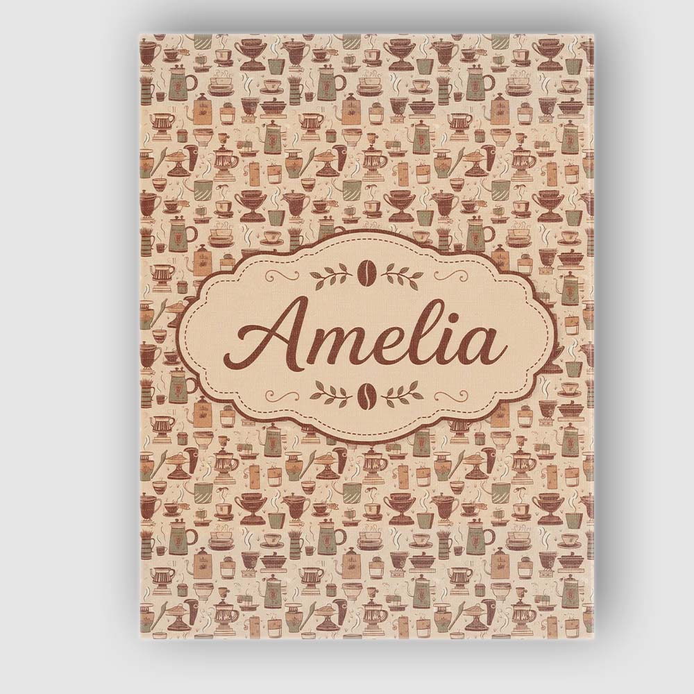 Personalised Name Cozy Cafe Coffee Cups Custom Modern Room Accent Elegant Feature Canvas Wall Art Print Decor Picture Ready to Hang