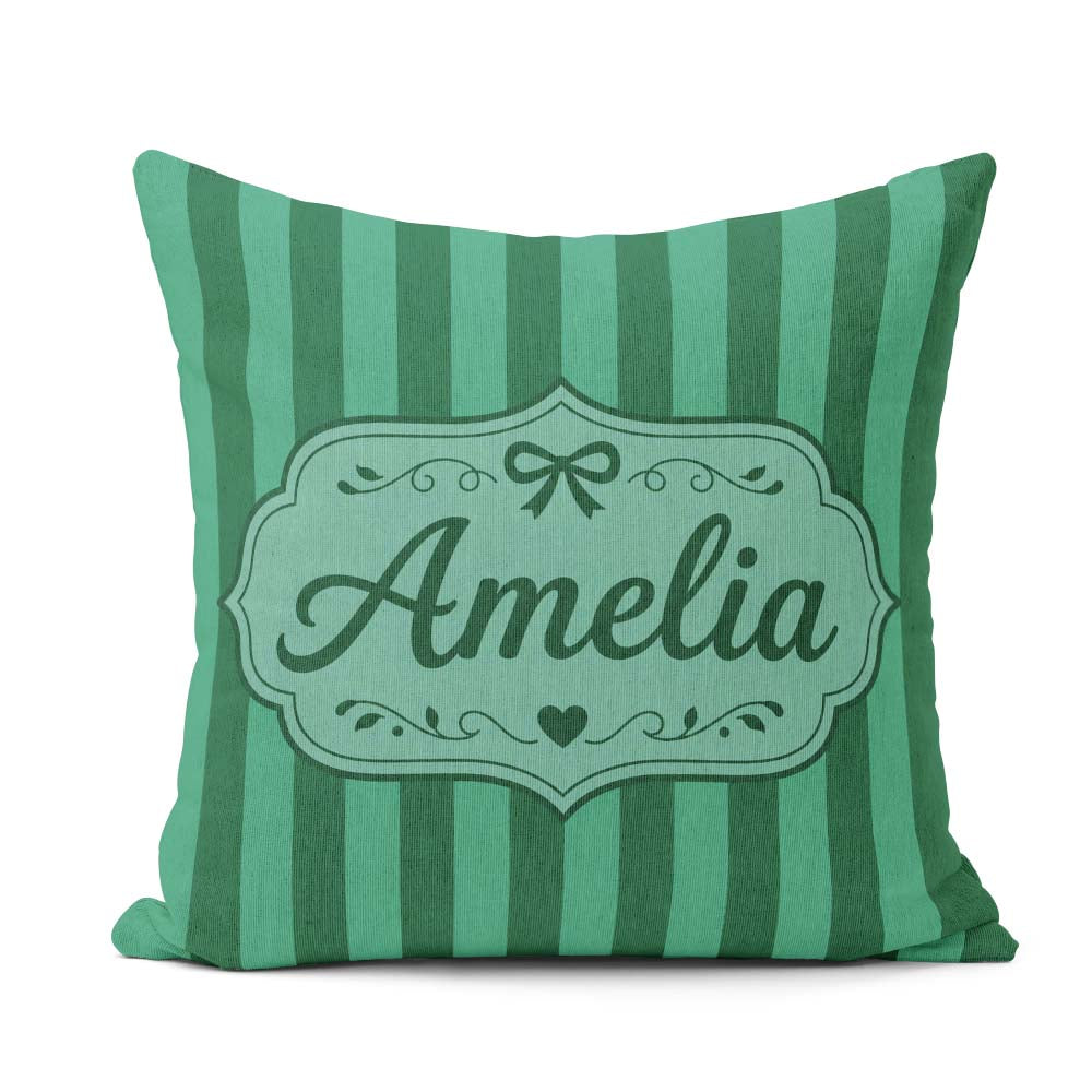 Custom Name Wavy and Teal Vertical Stripes Seamless Pattern Name Square Filled Cushion Throw Pillow Sofa Bed Home Decor Zip Washable UK Made