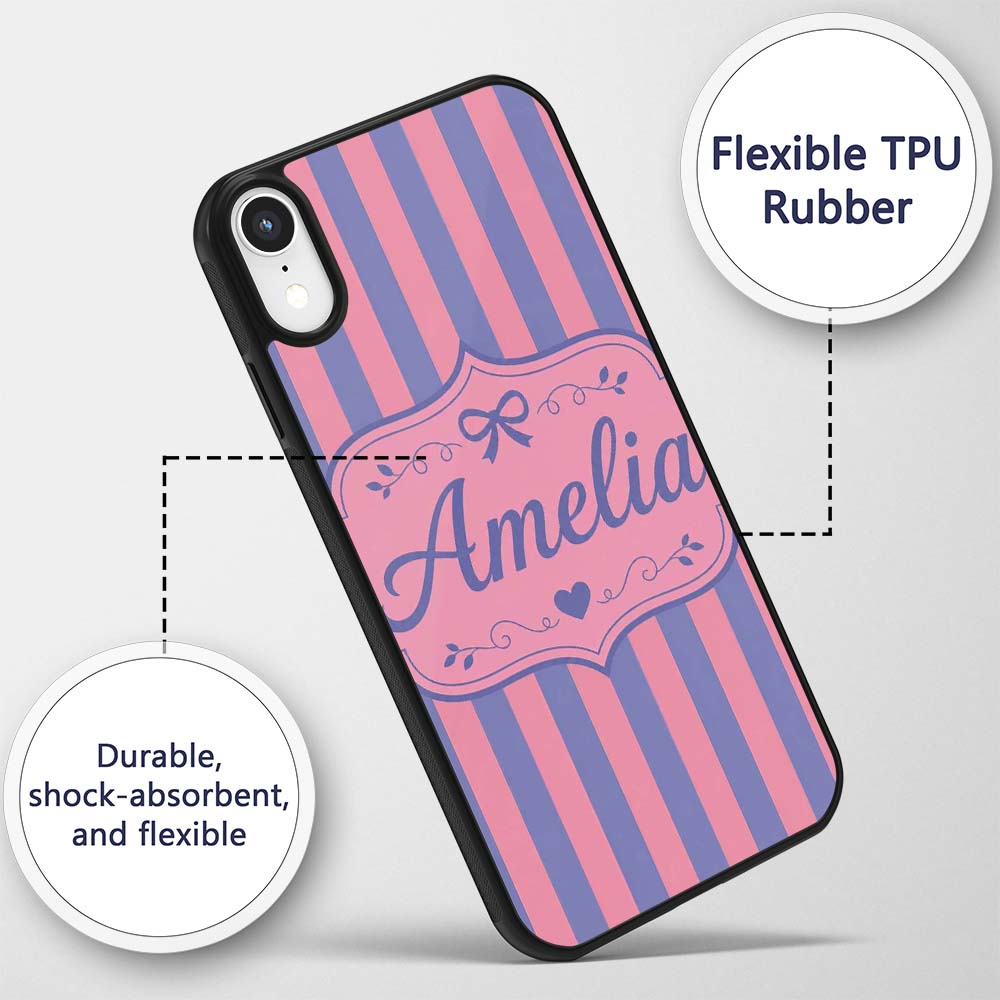 Wavy Purple and Pink Vertical Stripes Seamless Custom Name Protective Phone Case Mobile Cover Durable Everyday Smartphone Shock Resistant