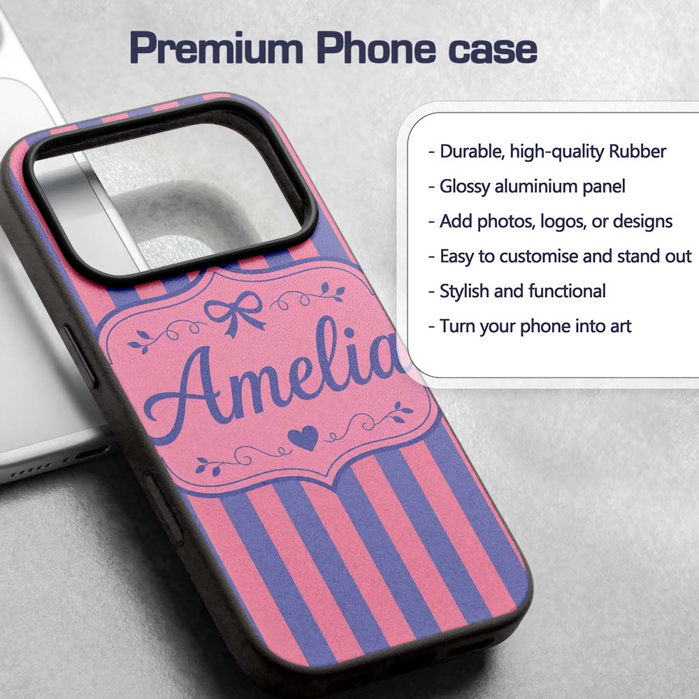 Wavy Purple and Pink Vertical Stripes Seamless Custom Name Protective Phone Case Mobile Cover Durable Everyday Smartphone Shock Resistant