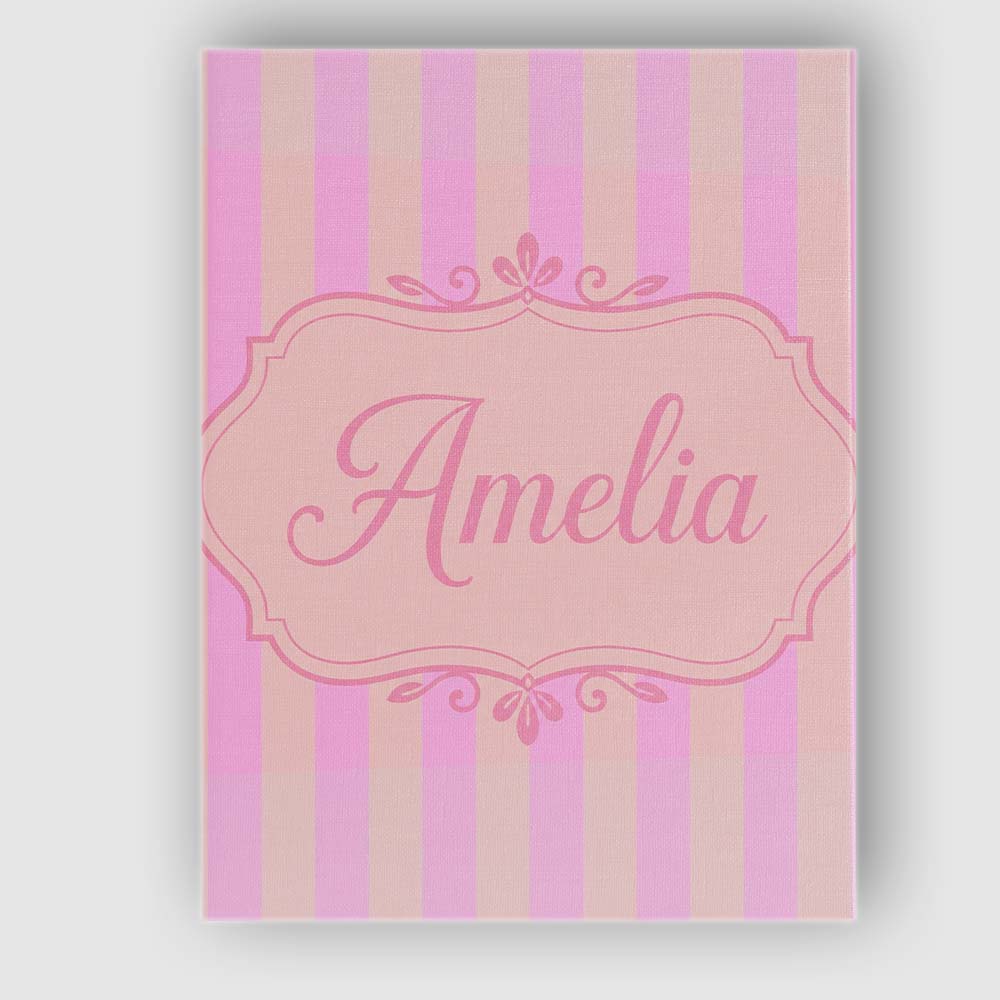 Personalised Name Soft Beige and Pink Wavy Custom Unique Gift Idea Elegant Feature Canvas Wall Art Print Decor Picture Ready to Hang