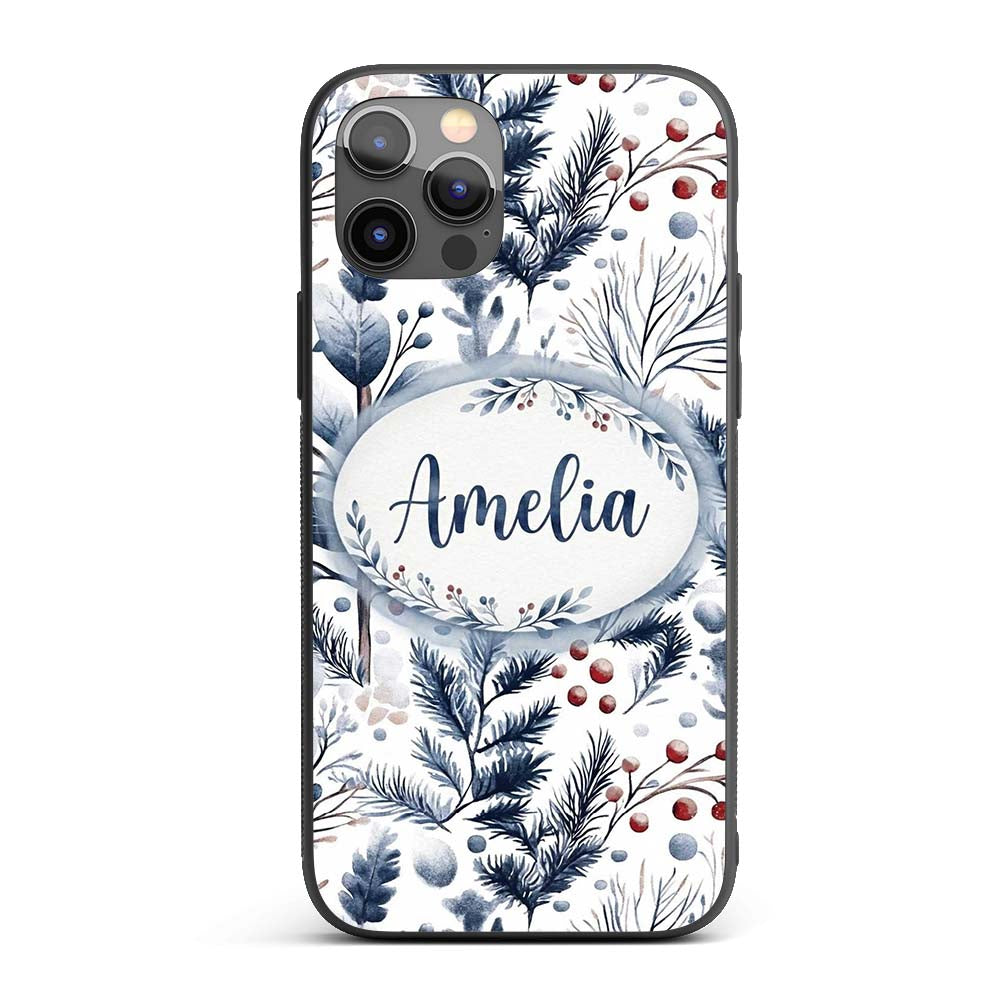 Vintage Nordic Stripe Snowflake Seamless Pattern Custom Name Protective Phone Case Mobile Cover Durable Everyday Smartphone Shock Resistant