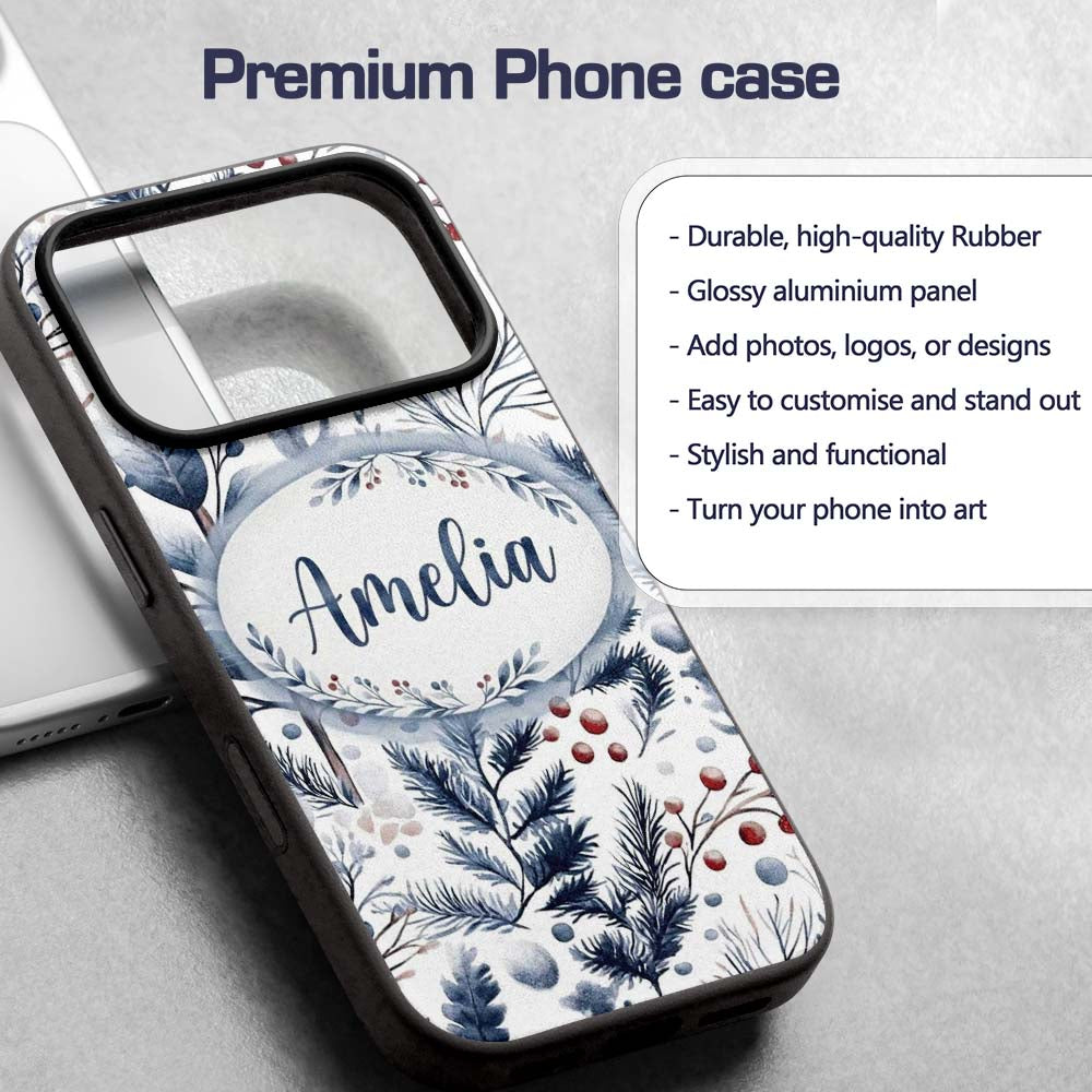 Vintage Nordic Stripe Snowflake Seamless Pattern Custom Name Protective Phone Case Mobile Cover Durable Everyday Smartphone Shock Resistant