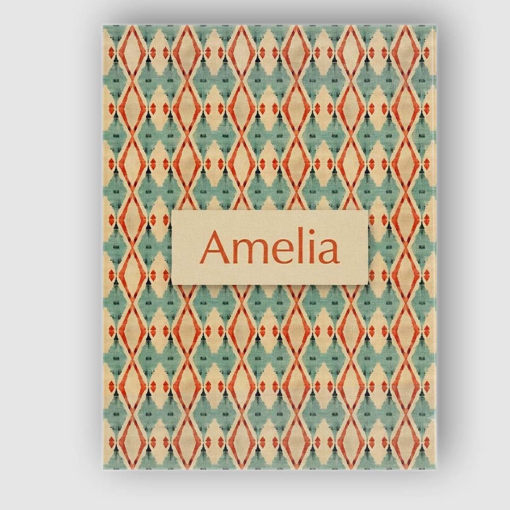 Personalised Name Tribal Ikat Diamond Red Custom Unique Gift Idea Elegant Feature Canvas Wall Art Print Decor Picture Ready to Hang