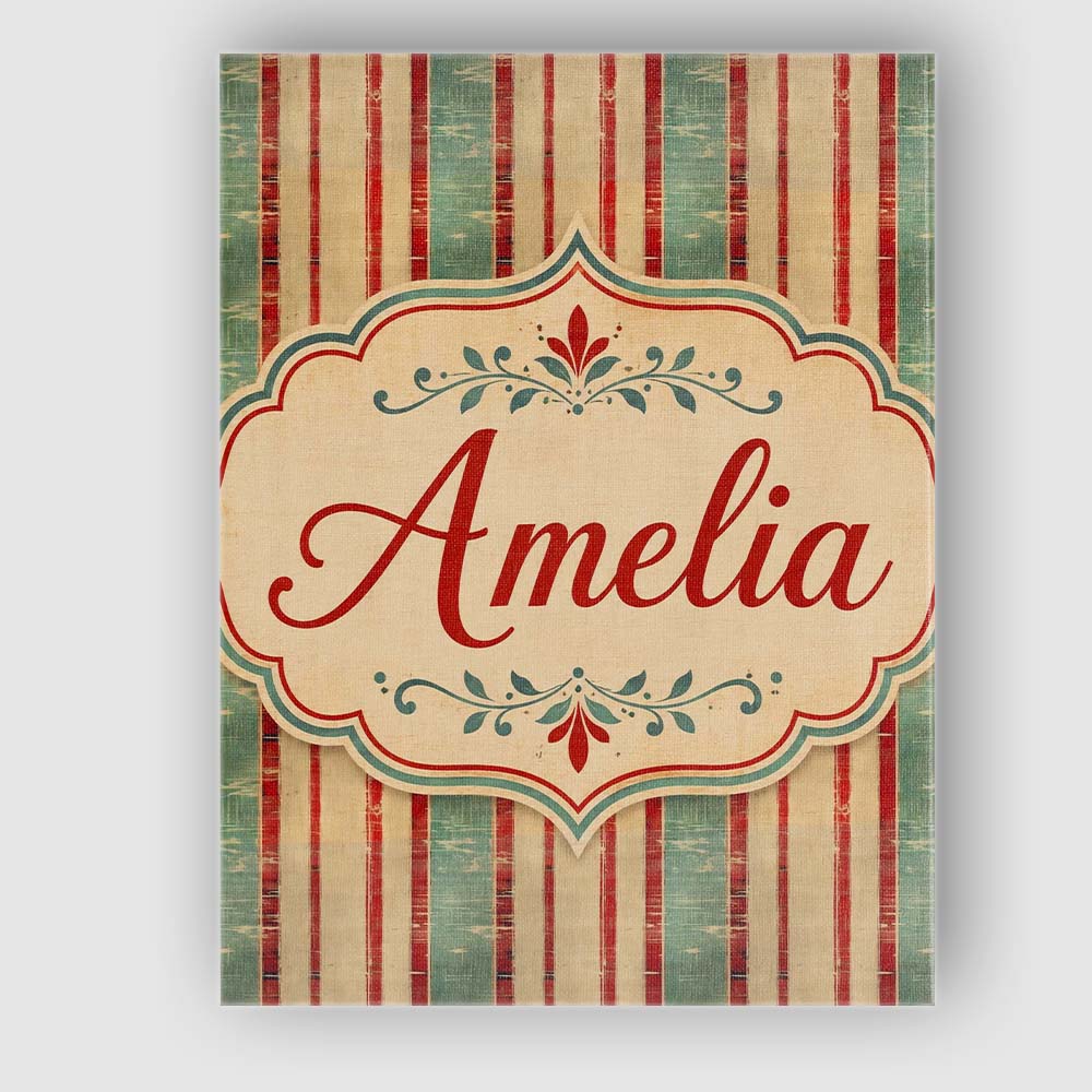 Personalised Name Rustic Distressed Stripe Custom Unique Gift Idea Elegant Feature Canvas Wall Art Print Decor Picture Ready to Hang
