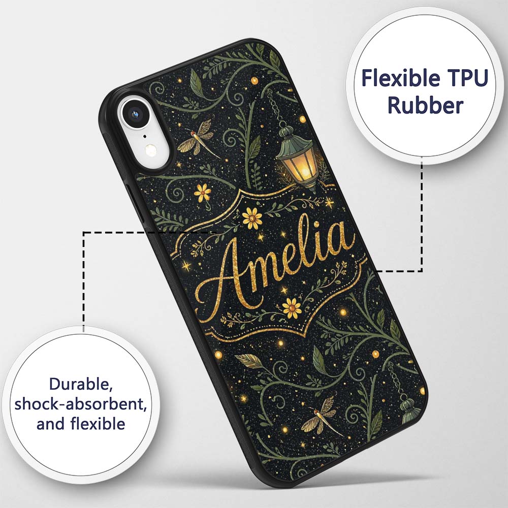 Celestial Lantern Botanical Decorative Design Custom Name Protective Phone Case Mobile Cover Durable Everyday Smartphone Shock Resistant