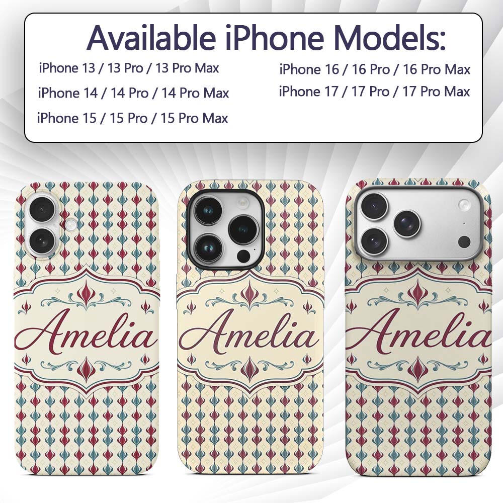 Minimal Red Blue Curved Stripe Motif Seamless Custom Name Protective Phone Case Mobile Cover Durable Everyday Smartphone Shock Resistant