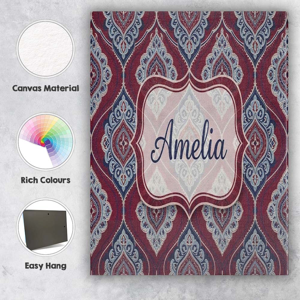 Personalised Name Modern Leaf Shape Pattern Custom Bespoke Interior Contemporary Canvas Wall Art Print Decor Picture Ready to Hang