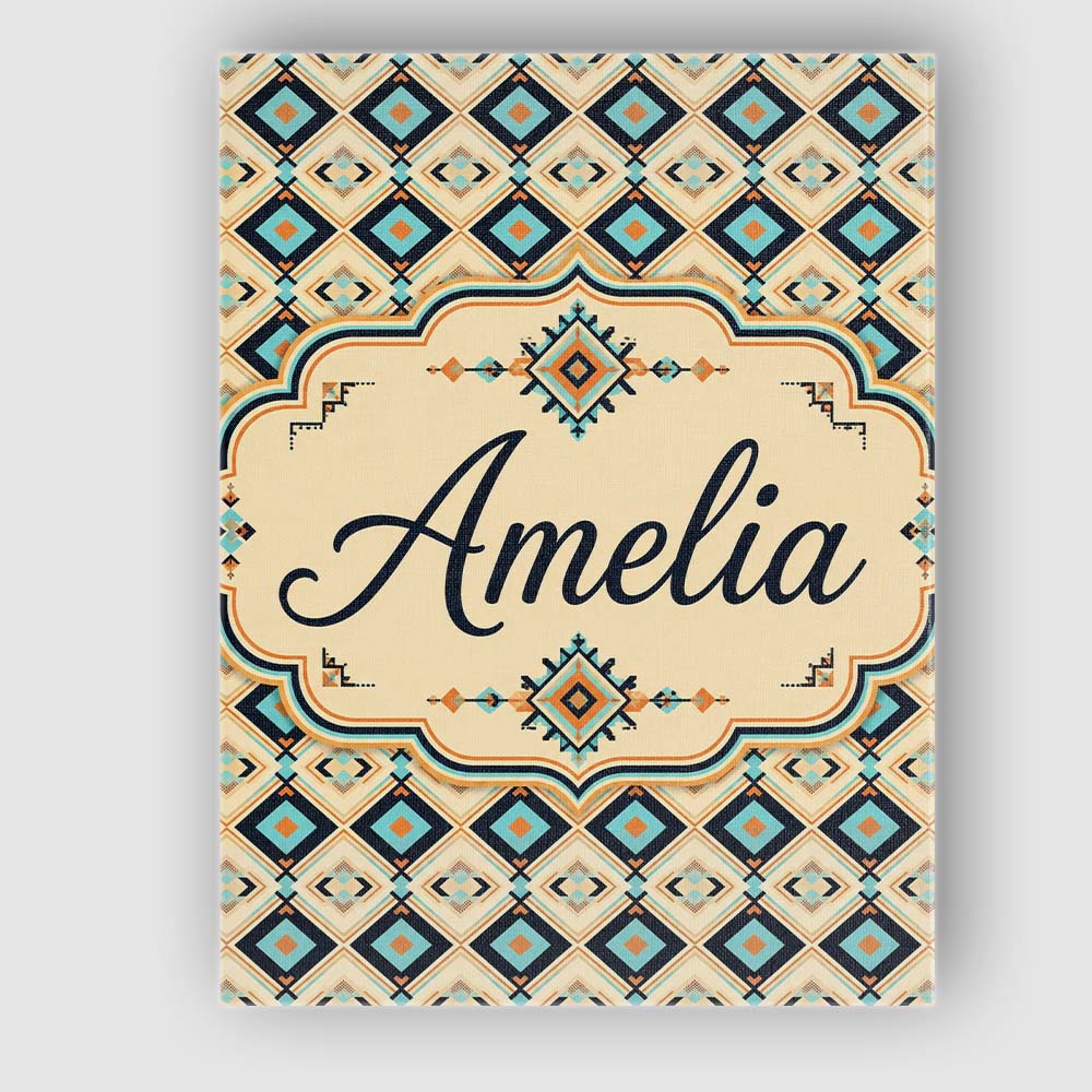 Personalised Name Mid Century Diamond Custom Modern Room Accent Creative Decorator Style Canvas Wall Art Print Decor Picture Ready to Hang
